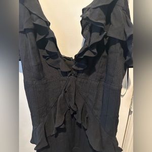 For Love & Lemons Black Ruffle Mini Dress